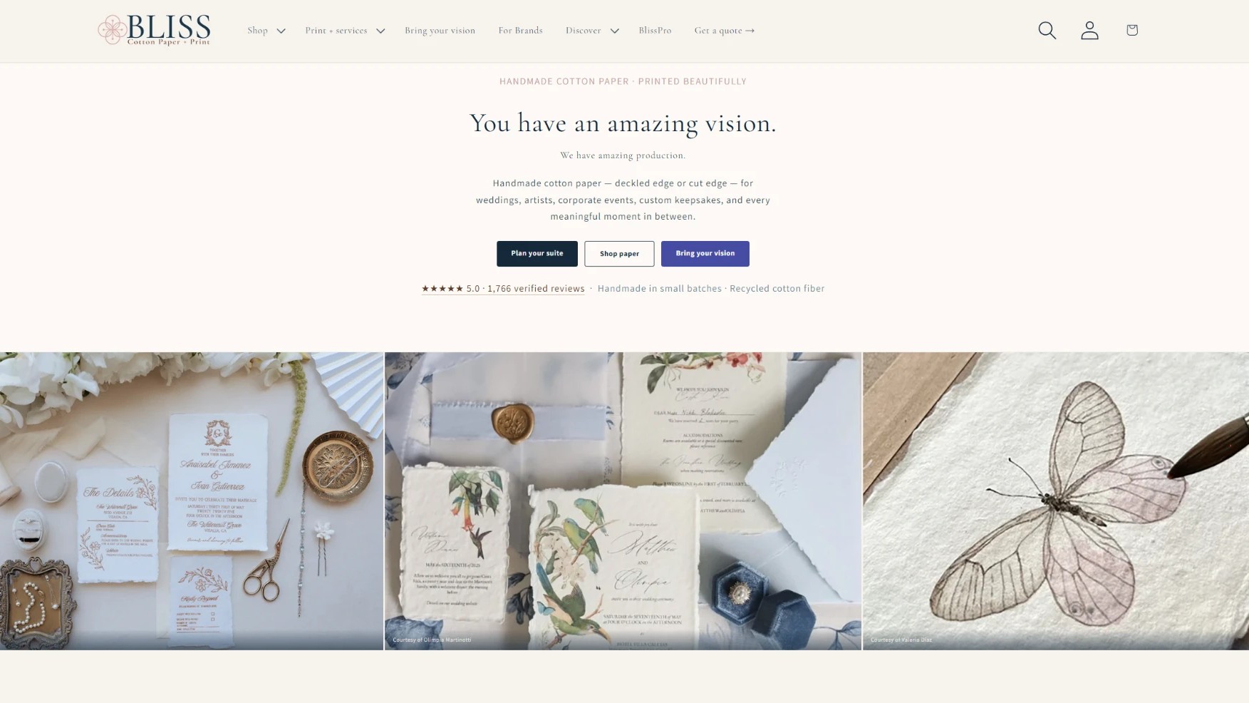 Bliss Cotton Paper — handmade cotton paper and print